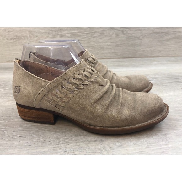 Børn Shoes - Born Katharina Women's Bootie Brown Suede 6 Casual Comfort Ruched Heel Shoes